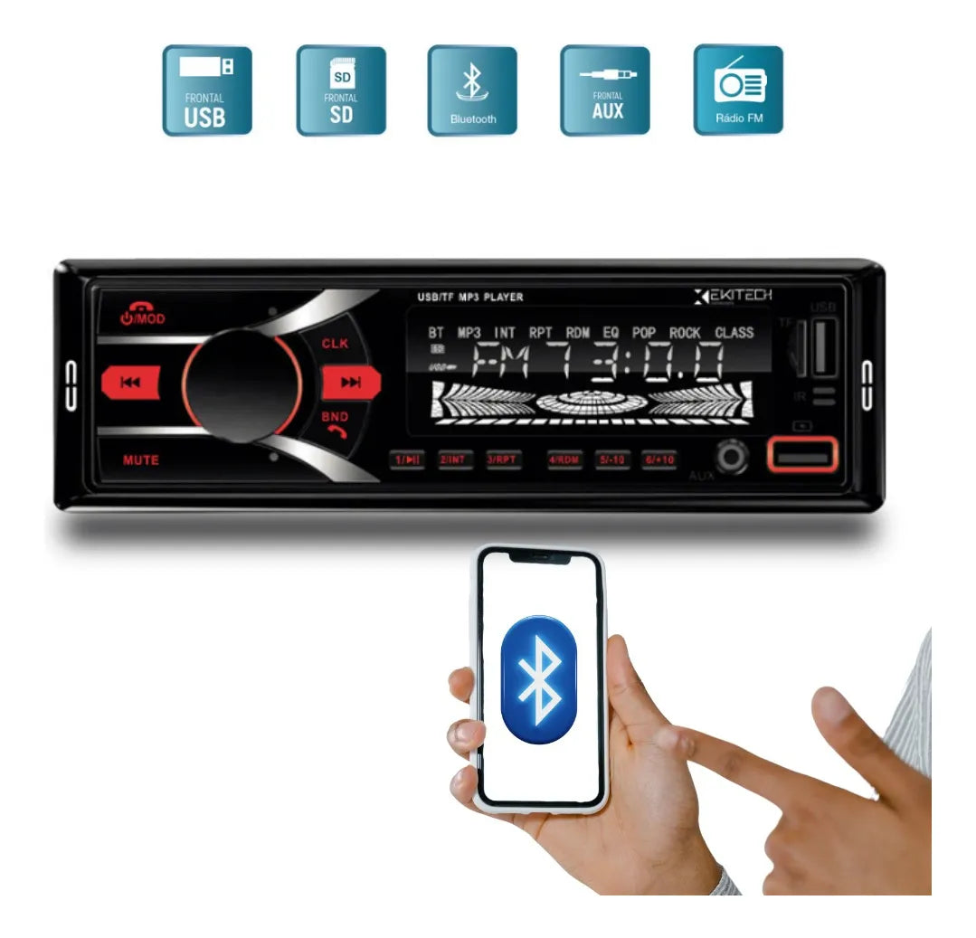 Som Radio Automotivo Bluetooth 60w Knup Kp-c30bh