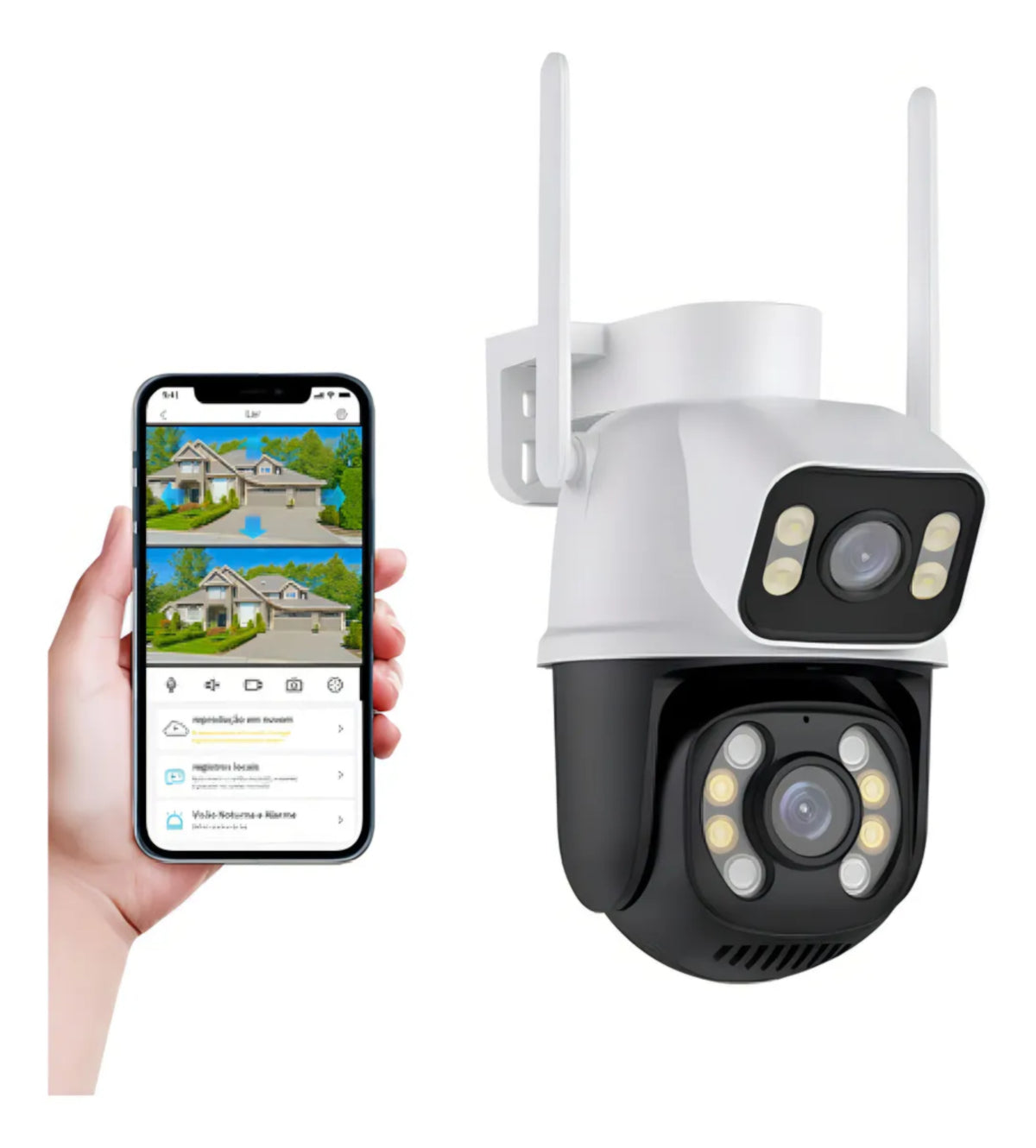 Câmera De Segurança Wifi Smart Camera BM-IP173 Ip Dual Camera Com Resolução 1080p Branco/preto