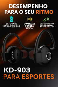 Fone De Ouvido Bluetooth Esportivo Kd-903 Cor Preto
