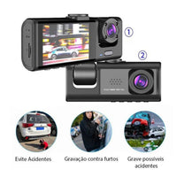 Dvr Automotivo Câmera Frontal Interna Ré Grava Imagem E Som