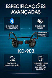 Fone De Ouvido Bluetooth Esportivo Kd-903 Cor Preto