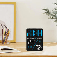 Despertador Digital LED com Dimmer E 2 Alarmes Modernos para Casa, Azul Digital Branco
