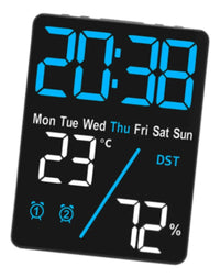 Despertador Digital LED com Dimmer E 2 Alarmes Modernos para Casa, Azul Digital Branco