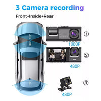 Dvr Automotivo Câmera Frontal Interna Ré Grava Imagem E Som