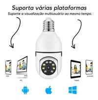 Câmera Segurança Ip 360 Lâmpada Wi-fi Visão Noturna Áudio Hd