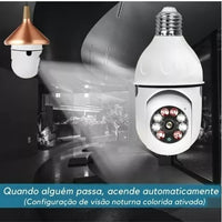 Câmera Segurança Ip 360 Lâmpada Wi-fi Visão Noturna Áudio Hd